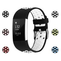 iGK Silicone Replacement Bands Compatible for Fitbit Charge 2, Adjustable Breathable Sport Strap Smartwatch Fitness Wristband with Air Holes White Small