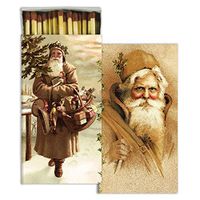 HomArt Large Decorative Father Christmas Santa Candle and Fireplace Wood Matches (Set of 2)