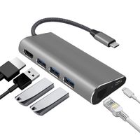 USB C Hub 6 in 1 USB Type C Hub to HDMI Adapter with 3 USB 3.0 Ports, Ethernet Port, USB C PD Charging Compatible with MacBook Pro/Air and More Type-C Devices