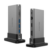 LENTION USB-C Portable Docking Station with 4K HDMI & 1080P VGA, Gigabit Ethernet, Card Reader, Aux Adapter, USB 3.0, Power Delivery for MacBook Air/Pro (Thunderbolt 3), More (Space Gray)
