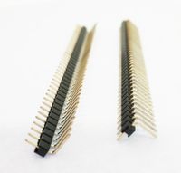 E-Simpo 20pcs 2.54mm (0.1") Male Pin Header Connector,90D Right Angle, 2X40P 1X40P Pin Header, Single Plastic,A=3mm Plastic Height 2.5mm, Rohs 0.8U Gold-plated (Single Row 1X40P 90D R1 Type)