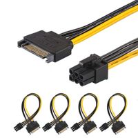 J&D 4-Pack SATA 15 Pin to 6 Pin PCI Express (PCIe) Graphics Video Card Power Cable Adapter (20 cm)
