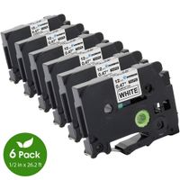 COLORWING 12mm 0.47" Black on White Laminated Tape Compatible TZe-231 Ptouch 1/2 inch TZ Label Tape Replacement for Brother P-Touch PTD210 PTD400 PTH110 Label Maker, 6-Pack