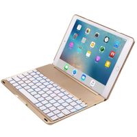 Sammid 7 Color Backlight Bluetooth Keyboard Case, Case with Wireless Keyboard for iPad Pro 9.7 inch - Gold