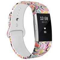 NAHAI Bands Compatible with Fitbit Charge 2, Soft Silicone Pattern Printed Replacement Bands Adjustable Sport Wristbands Strap Accessories for Fitbit Charge 2, Women Men, Small, Water Wave