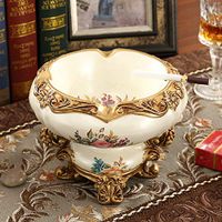 T-ZJHC European Paper Tray Living Room Coffee Table Remote Control Storage Box Bedroom Multi-Purpose Tissue Box, high Foot Ashtray