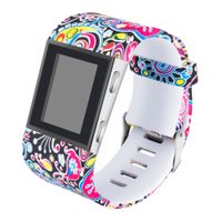 Newest Colorful Flower Surge Bands，Soft Silicone Band with Metal Buckle Bracelet Strap Replacement Band for Women Men Girls Replacement Accessories Fitness Wristband Sport (S, Colorful Picture)