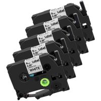 Label KINGDOM Replace P-Touch 9mm 3/8" TZe-221 Standard Laminated Label Tape, Black on White Label Maker Tape, 0.35 Inch x 26.2 Feet, for Brother Label Printer PT-D200 PT-D210 PT-H110, 5-Pack