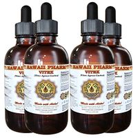 Vitex Liquid Extract, Organic Vitex (Vitex Agnus-Castus) Tincture, Herbal Supplement, Hawaii Pharm, Made in USA, 4x4 fl.oz