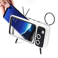 Retro TV Bluetooth Speaker V4.2 Vintage Wireless Radio, AUX FM Bluetooth Optional 3D Stereo Sound Quality Portable Loudspeaker with TF Card Slot Also Cell Phone Holder Art Decoration (White)
