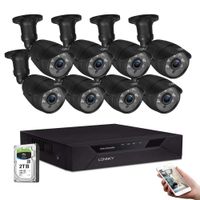 LONNKY 8CH Full HD 1080P Security Camera System,5-in-1 Surveillance DVR with 2TB Hard Drive and (8) 2.0MP Waterproof Outdoor Indoor Bullet Camera,Metal Housing,Free Remote Viewing,Email&App Alerts