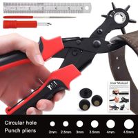 Leather Hole Punch Tool Set, Belt Hole Puncher Kit, Professional Puncher for Belt, Saddle, Watch Strap, Shoe, Leather, Fabric, Paper, Eyelet, Craft Projects, Easily Punches Perfect Round Holes