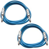 SEISMIC AUDIO - SATRX-3-2 Pack of 3' 1/4" TRS Male to 1/4" TRS Male Patch Cables - Balanced - 3 Foot Patch Cord - Blue and Blue