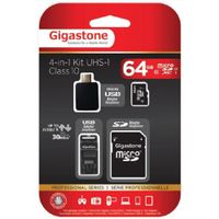 Gigastone MicroSDXC 64GB C10 U1 With 3 Adapters