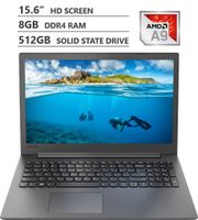 Lenovo Ideapad 15.6" HD Energy-efficient LED-Backlit Display Laptop, AMD A9-9425 Dual-Core Processor Up to 3.70GHz, 8GB Memory, 512GB Solid State Drive, Wireless-AC, Bluetooth, Windows 10 Home, Black