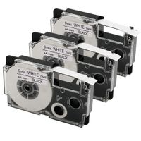 3-Pack Compatible Label Tape Replacement for Casio XR-9WE2S XR9WE2S Labeling Tape for Casio KL-120, KL-60, KL-100, KL750B, KL750, KL7200 Label Maker, Black on White, 3/8 Inch x 26 Feet