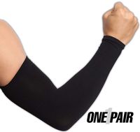 Amuoc UV Protection Cooling Arm Sleeves,Ice silk cloth UPF 50 Compression Sun Sleeves for Men Women, Sun Sleeves to Cover Arm for Cycling, Running, Football, Basketball, Golf, Outdoor Sports-Black