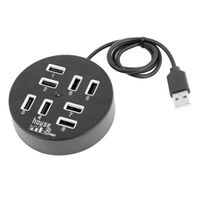 uxcell Portable Black 480Mbps 8 Ports Blue LED Light USB 2.0 HUB for Laptop