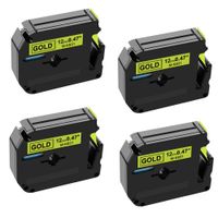 Buyalot Compatible MK831 M831 Tape Replacement for Brother Ptouch Label Maker PT-M95 PT-65 PT-85 PT-45 12mm 0.47 Inch Black on Gold, 26.2 Feet, 4-Pack