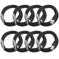 SEISMIC AUDIO - SATRXL-M10-8 Pack of Black 10' XLR Male to 1/4" TRS Patch Cables