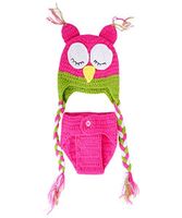 Newborn Photography Prop Handmade Crochet Knitted Rose Red Owl Baby Caps