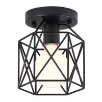 KOONTING Retro Vintage Industrial Flush Mount Ceiling Light, Mini Painting Metal Pendant Light Ceiling Light Fixture for Hallway Stairway Bedroom Kitchen, Black.