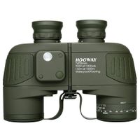 Hooway 7x50 Waterproof Floating Marine Binocular w/Internal Rangefinder & Compass for Navigation,Boating,Water Sports,Hunting,Bird Watching and More(Army Green