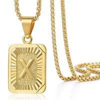 Trendsmax Initial Letter Pendant Necklace Mens Womens Capital Letter Yellow Gold Plated X Stainless Steel Box Chain 22inch