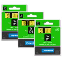 Replace 1/2 Inch Dymo Refill D1 Labels Tape Black on Yellow 45018,(12mm) W x 23 Feet(7m) L,Labeling Tape Compatible for DYMO LabelManager PnP 260P 210D 280 420P 160 450D 360D 500TS Label Maker,3 Pack