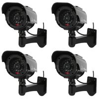 NONMON Fake Dummy Security Camera Solar Decoy Cameras, Bullet Fake Surveillance Simulated CCTV for Home Outdoor Business Safety 4 Pack