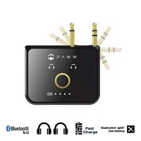 Paww WaveCast Portable Bluetooth Audio Transmitter - Fast Charging and Wireless 3.5mm Universal Adapter w/Low Latency - Equipment Link for Audio Receiver, TV, Gaming Gadgets and Home/Car Music Stereo