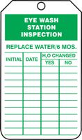 Accuform TRS245CTM PF-Cardstock Inspection & Status Record Tag, Legend"Eye WASH Station", 5.75" Length x 3.25" Width x 0.010" Thickness, Green on White (Pack of 5)