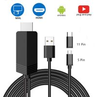 Micro MHL to HDMI Cable, 5pin to 11pin Adapter 1080P HD HDTV Mirroring and Charging Cable for Tablets, PCs, and Android Phones