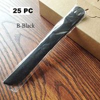 Wonderful Deluxe Disposable Plastic Tableware Premium Cake Knives Cutlery For Party & BBQ - 25 PC (B-Black)