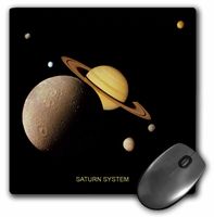 3dRose LLC 8 x 8 x 0.25 Inches Mouse Pad, Solar System Montage of Saturn System (mp_76852_1)