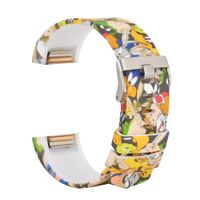 Fitbit Charge 2 Band,Soft Silicone Adjustable Replacement Sport Strap Floral Design Bands with Classic Buckle Fitness Accessory Wristband for Fitbit Charge2 (Pattern-11, Small (Wrist 5.5"-7.0"))