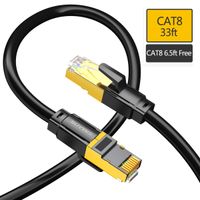 CAT8 Ethernet Cable, 33ft Super High Speed Shielded Internet Cable SFTP 40 Gbps,2000Mhz Network Cable with Gold Plated RJ45 Connector for Gaming, Router, Modem with 6.5ft CAT8 Cable Free-SAMZHE
