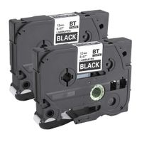 Chiphell 2-Pack P Touch Label Tape White on Black 12mm 0.47 Compatible for Brother P-Touch Cube PTD210 PTH110 PTD400 and Other Ptouch Label Maker, 26.2 feet(8M)