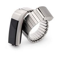 Twist-O-Flex Metal Expansion Brushed Stainless Steel Stretch Band Replacement for The Fitbit Charge 2 in a Size L by Speidel