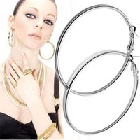 Hemlock Big Round Earrings, Women Girl's Large Circle Earrings Round Hoop Earrings Ear Stud (Silver)
