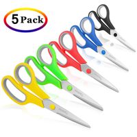 Scissors, Taotree 8" Multipurpose Scissors Bulk Value Pack of 5, Soft Comfort-Grip Handles Stainless Steel Sharp Scissors for School Office Home
