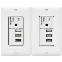 TOPGREENER 5.8A Ultra High Speed 3-Port USB Charger Outlet, 15A Tamper-Resistant Receptacle, Compatible with iPhone 11/11 Pro/X/XR, Samsung S10/Note9/S9 & more, TU11558A3-2PCS, White 2-Pack