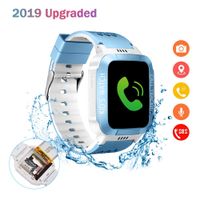 Eleoption Kids Smart Watches GPS Tracker Phone Call for Boys Girls Digital Wrist Watch, Sport Smart Watch, Touch Screen Cellphone Camera Anti-Lost SOS Learning Toy for Kids Gift (White&Blue)