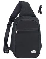 Anti-theft Sling Bag - Crossbody Backpack for Women & Men Travel Bag School Shoulder Backpack with USB Charging Port, Water Resistant Students Men Women Chest Day Bag Black
