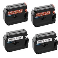 Buyalot Compatible Label Tape Replacement for Brother Ptouch M Tape 12mm 0.47 Inch MK231 MKF431 Work for P-Touch PT-M95 PT-65 PT-45 PT-90 Label Makers, 26.2 Feet, 4-Pack (Black on White/White Flower)