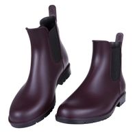 Women's Ankle Rain Boots Waterproof Chelsea Boots, Wine Red, 5