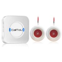 CallToU Caregiver Pager Wireless SOS Call Button Nurse Alert System for Home Elderly Patient Seniors Disabled Personal Attention Pager 500+ Feet 2 Waterproof Transmitters 1 Plugin Receiver