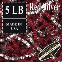 Mighty Gadget (R) 5 LB Premium Red Silver Metallic Mix Crinkle Cut Paper Shred Filler for Gift Wrapping & Basket Filling