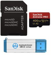 SanDisk 400GB MicroSDXC Memory Card Extreme Pro Works with GoPro Hero8 Black, Max 360 Action Cam U3 V30 4K A2 Class 10 (SDSDQXCZ-400G-GN6MA) Plus 1 Everything But Stromboli (TM) 3.0 Micro Card Reader