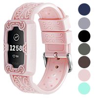 Sports Band for Fitbit Charge 3 Bands and Charge 3 SE Bands, VOMA Adjustable and Breathable Soft Silicone Replacement Accessory Waterproof Wristbands for Women Men Small Large Pink